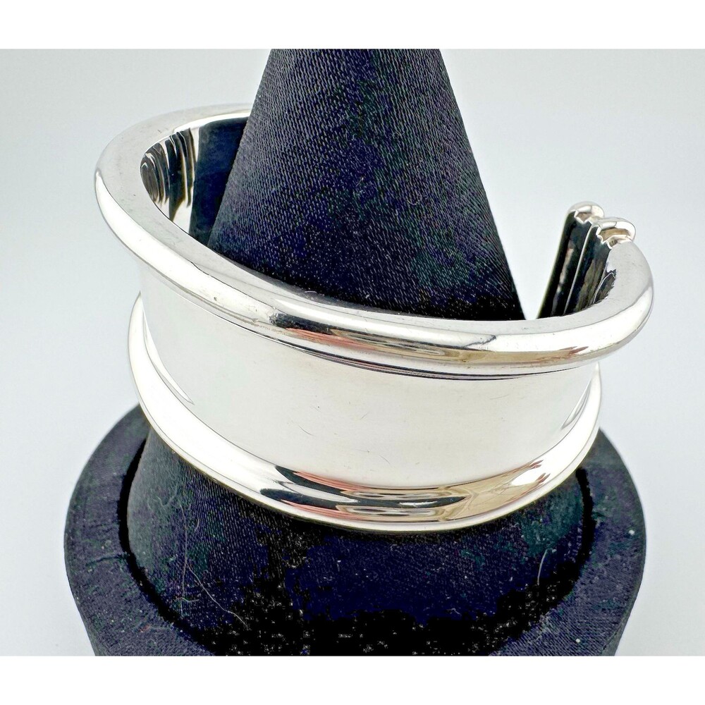 Vintage Ralph Lauren Y2K Heavy Cuff Bracelet Statement Silver Tone